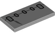 Lego (N) ~ Tile 2 x 4 with 5 Silver Surgical Staples and Dark Bluish Gray Scar ~ [Light Bluish Gray]