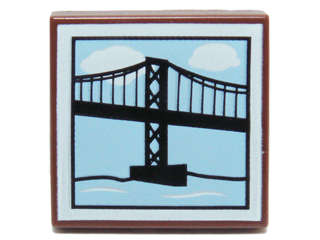 Lego (N) ~ Tile 2 x 2 with Suspension Bridge Pattern ~ [Reddish Brown]