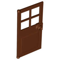Lego (N) ~ Door 1 x 4 x 6 with 4 Panes and Stud Handle ~ [Reddish Brown]