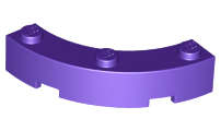 Lego (N) ~ Brick Round Corner 4 x 4 Macaroni with 3 Studs ~ [Dark Purple]
