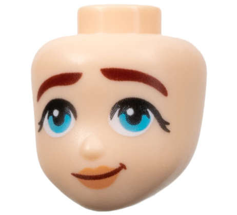 Lego (N) ~ Mini Doll Head Friends with Thick Dark Red Eyebrows Medium Azure Eyes No ~ [Light Nougat]