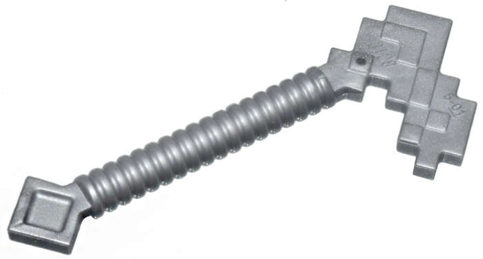 Lego (N) ~ Minifigure Utensil Hoe Pixelated (Minecraft) ~ [Flat Silver]