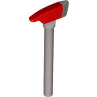 Lego (N) ~ Minifigure Utensil Axe Pick End with Molded Red Head Pattern ~ [Flat Silver]