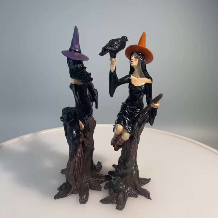 Halloween Decorations Items Yellow Broom Witch A Model Crow