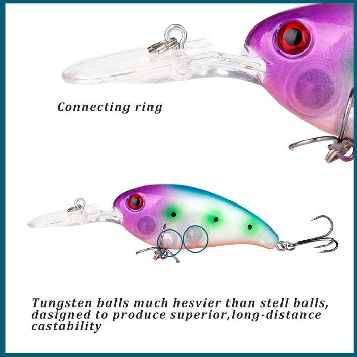1pc Fishing Lure Realistic Rocker Design Durable ABS Hard Bait Vibrant Colors with Black R