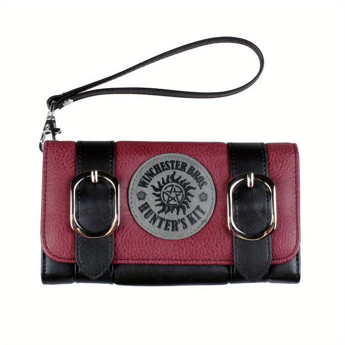 1pc Vintage Pattern Colorblock Long Purse Trifold Coin Purse Classic Card Case With Buckles Decor