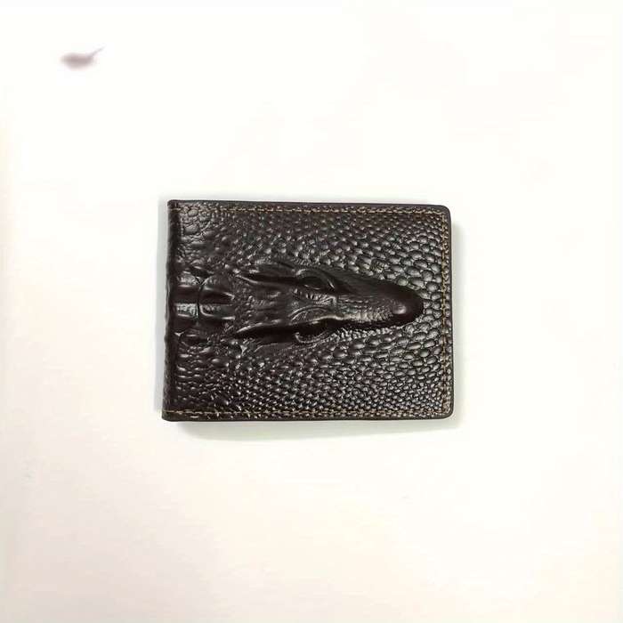 1pc Men's Crocodile Pattern Short Wallet Cool Slim Wallet Multiple Card Slots Purse Card Holder Hor