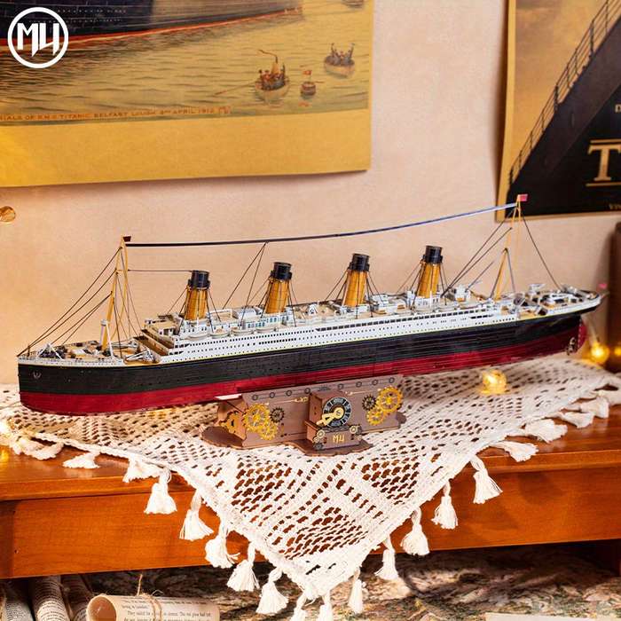 Building Toy Architectural Model Toy Set Items Cruise Ship Add  Lamp Add  Wooden Stand