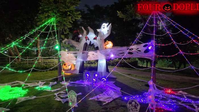 Halloween Decorations Color Purple Orange 290 Led Triangle Net