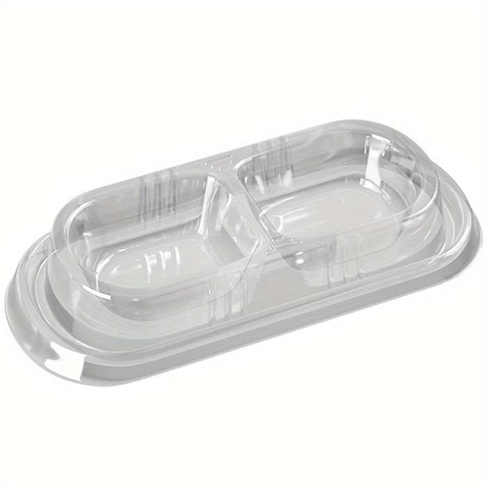Pet Supplies Color Transparent Double Compartment Disposable Pet Bowl Quantity 10 Pcs
