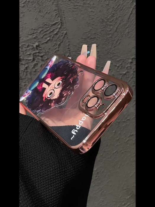 1Pc Mixed Color  For iPhone 12 Curly Haired Girl Phone Case