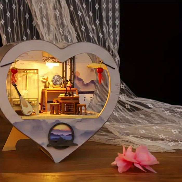 Building Toy Architectural Model Toy Set Style Love House Blue Style