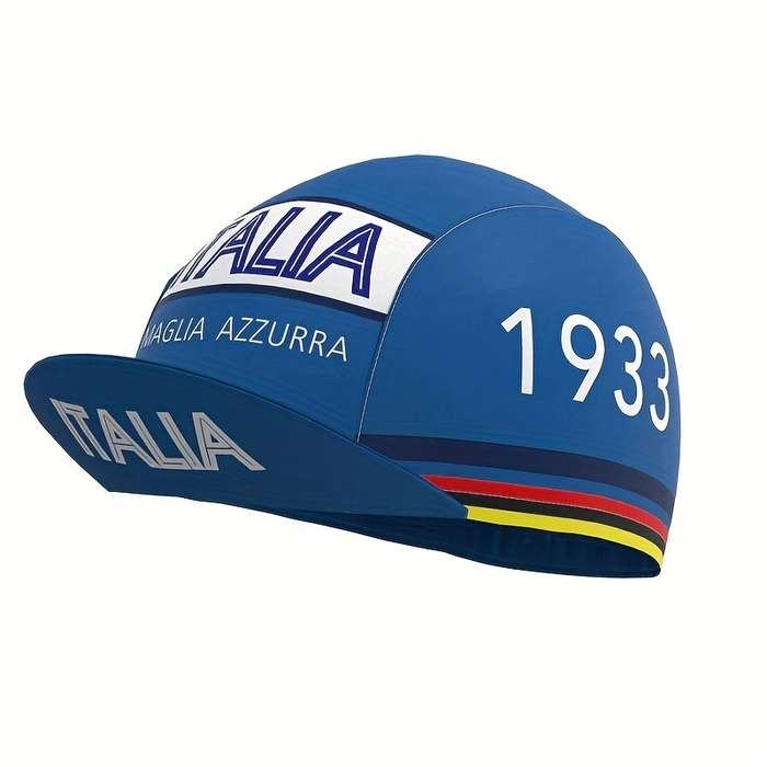 1pc Retro Italian Cycling Cap   Moisture-Wicking Polyester   Stretch Fit   Machine Washable Dry C