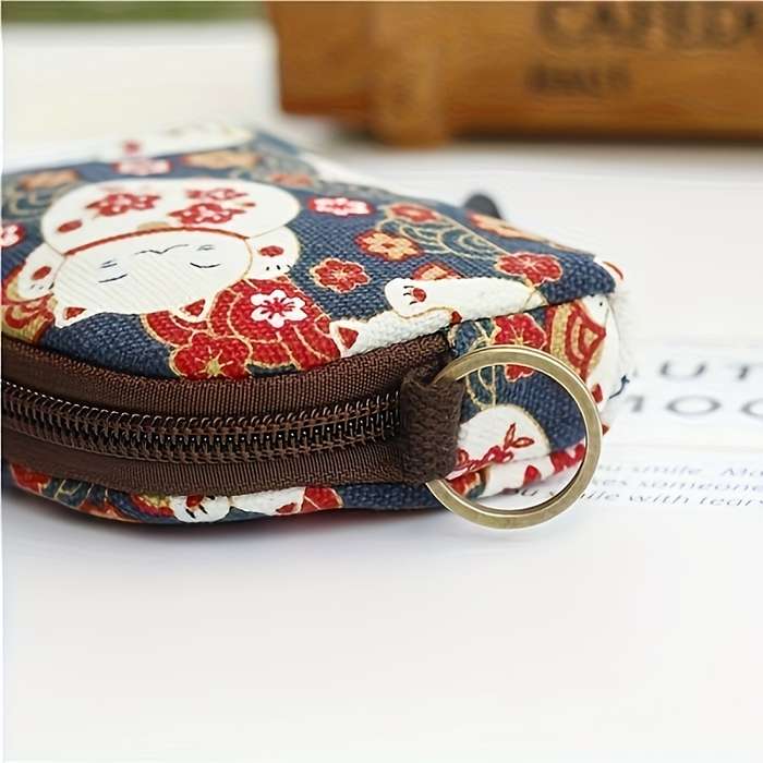 1pc Cute Animal Pattern Canvas Coin Purse High Quality Mini Wallet with Zipper Semicircle Clu