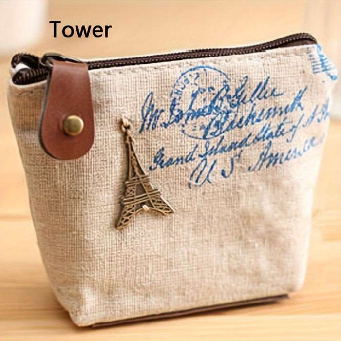 1pc Vintage-Inspired Canvas Wallet with ZipperCompact High-Quality Large Capacity Women's