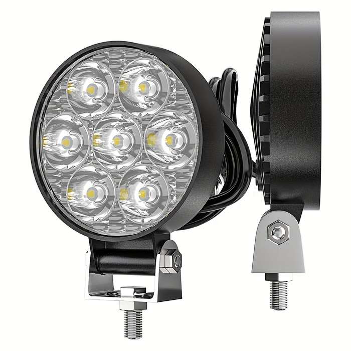 2pcs 12-24V 7LED Mini LED Work Light Off Road Auxiliary Light For Car Truck 64x64mm