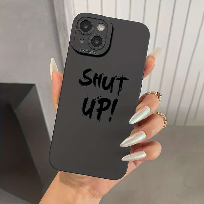 1Pc Black For iPhone 13 Mini Slogan Pattern Phone Case