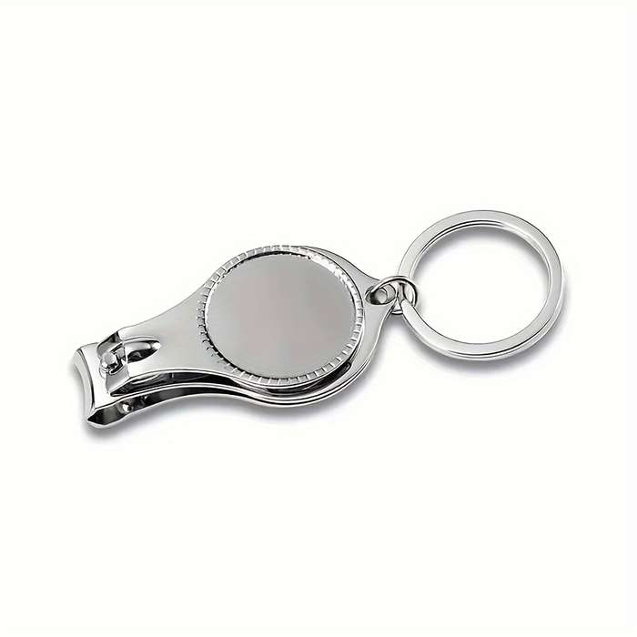 1pc 3in1 Stainless Steel Keychain with Bottle Opener and Nail Clippers Compact Multi-Tool for