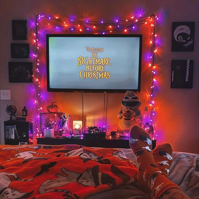 Halloween Decorations Color Orange And Purple Size 12M 39Ft 100Led 8Modes