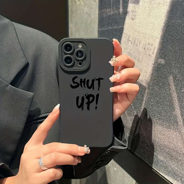 1Pc Black For iPhone 13 Mini Slogan Pattern Phone Case