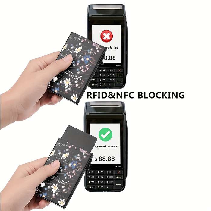 1pc RFID-Blocking Aluminum Alloy WalletSleek Black Pop-Up Credit ID Card Holder with Easy Acc