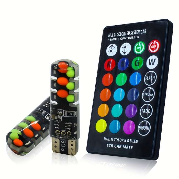 1 Set Car LED Lights New COB RGB Demonstration Wide Light T10 Colorful Burst Flash Co
