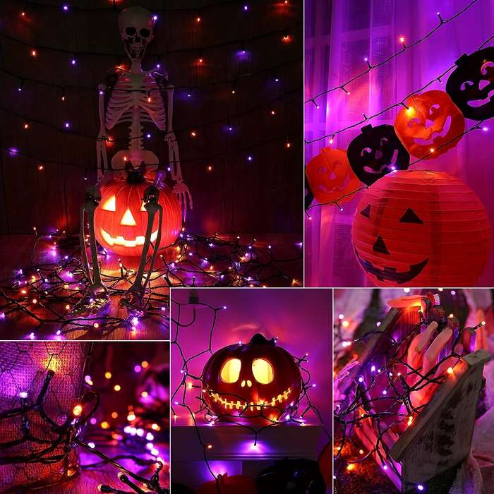 Halloween Decorations Color Orange And Purple Size 12M 39Ft 100Led 8Modes