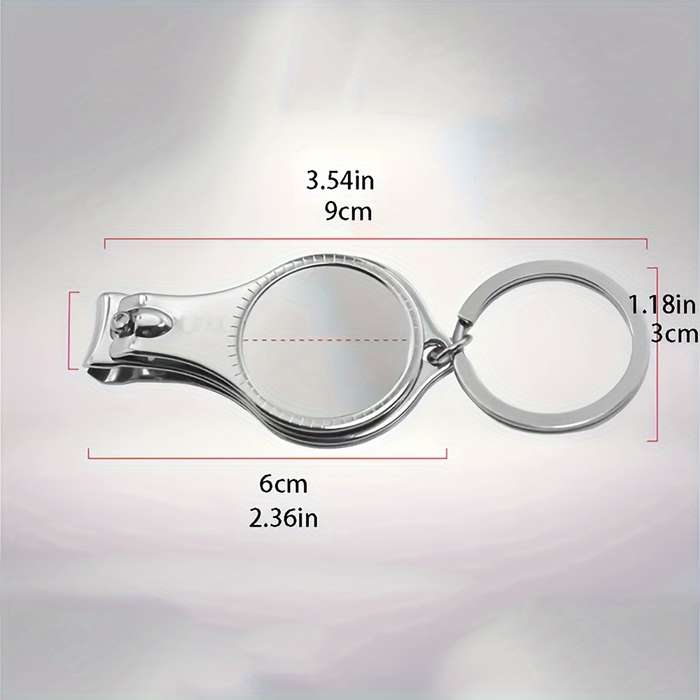 1pc 3in1 Stainless Steel Keychain with Bottle Opener and Nail Clippers Compact Multi-Tool for