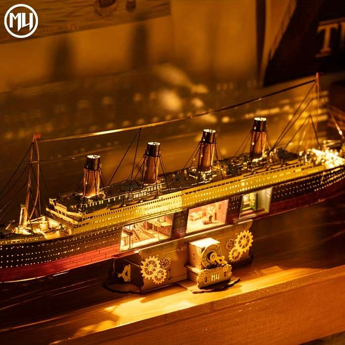 Building Toy Architectural Model Toy Set Items Cruise Ship Add  Lamp Add  Wooden Stand