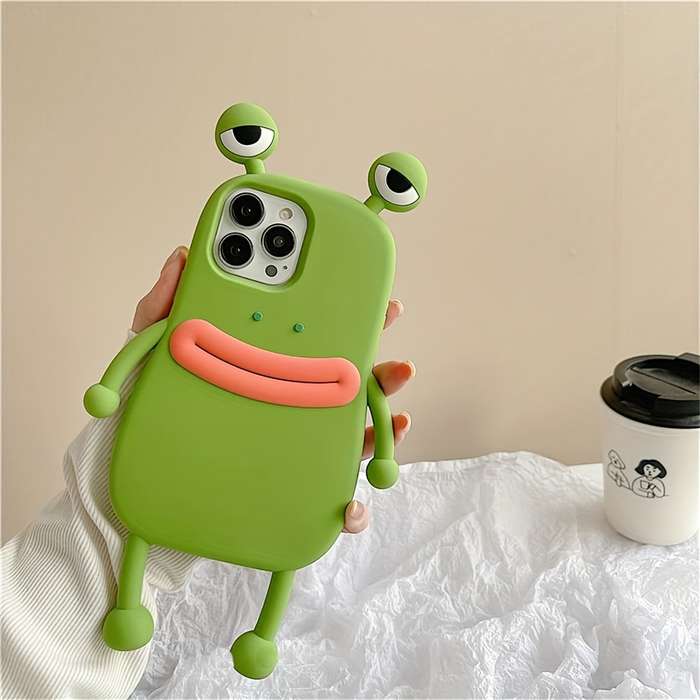 1Pc Green For iPhone 13 3D Big Eyes Frog Phone Case