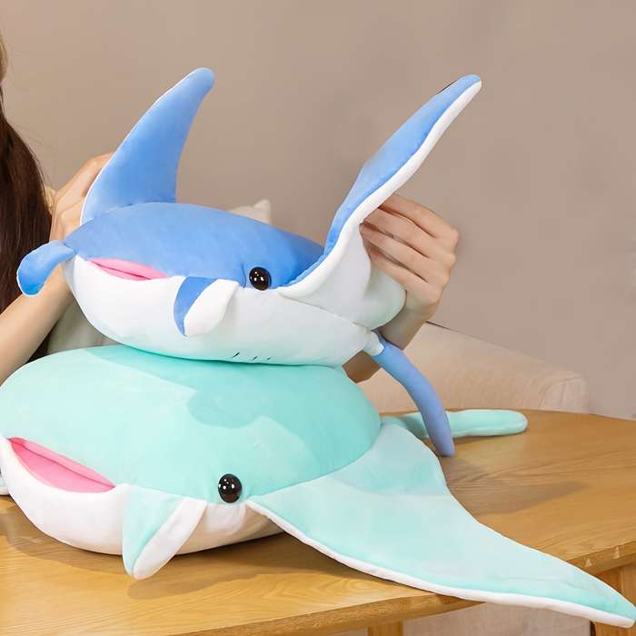 Toy Dolls color Sky Blue Manta Ray size Small Size  60CM Long  70CM Wide  0.23KG