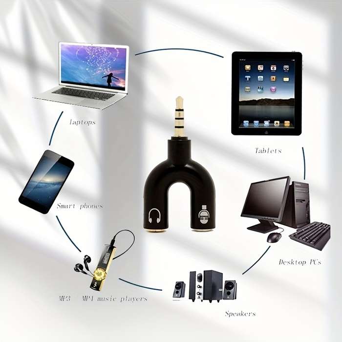 1pc 2in1 Audio Splitter Cable for Computers Smartphones Headphone and Microphone Adapter N