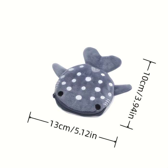 1pc Cute Big Mouth Shark Design Men's Coin Wallet Small Wallet Plush Bag