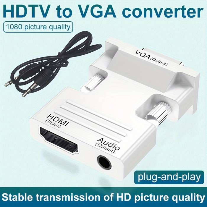 1pc HDTV to VGA Converter Adapter with Audio 1080p HD Video Dongle Active Female to Male VGA