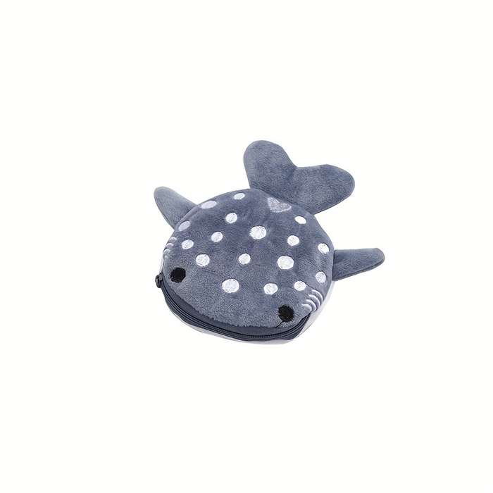 1pc Cute Big Mouth Shark Design Men's Coin Wallet Small Wallet Plush Bag