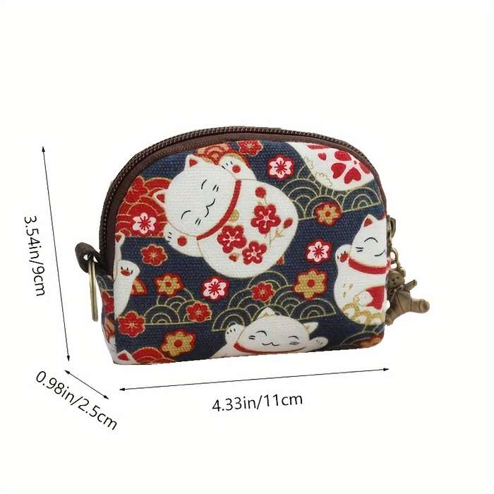 1pc Cute Animal Pattern Canvas Coin Purse High Quality Mini Wallet with Zipper Semicircle Clu