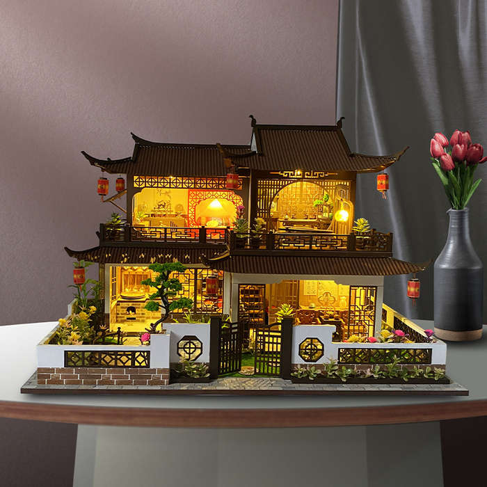 Building Toy Architectural Model Toy Set Style West Lake Flowers  Add   Dust Cover