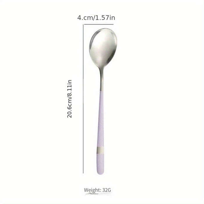 5pcs Stainless Steel Spoon Set Rustproof Long Handle Suitable for Family Gatherings and Rest