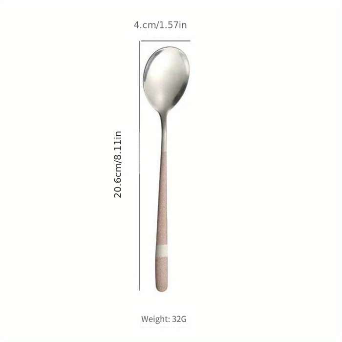 5pcs Stainless Steel Spoon Set Rustproof Long Handle Suitable for Family Gatherings and Rest