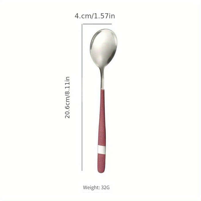 5pcs Stainless Steel Spoon Set Rustproof Long Handle Suitable for Family Gatherings and Rest