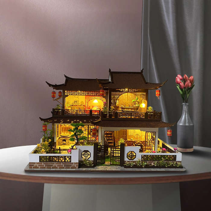 Building Toy Architectural Model Toy Set Style West Lake Flowers  Add   Dust Cover