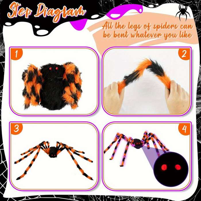 Halloween Decorations Color Black Size 150Cm Glowing Spider