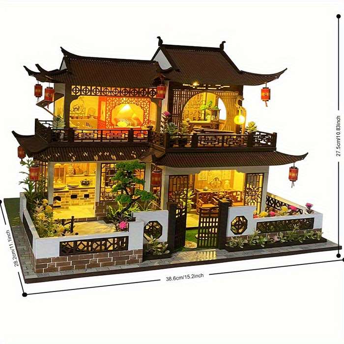 Building Toy Architectural Model Toy Set Style West Lake Flowers  Add   Dust Cover