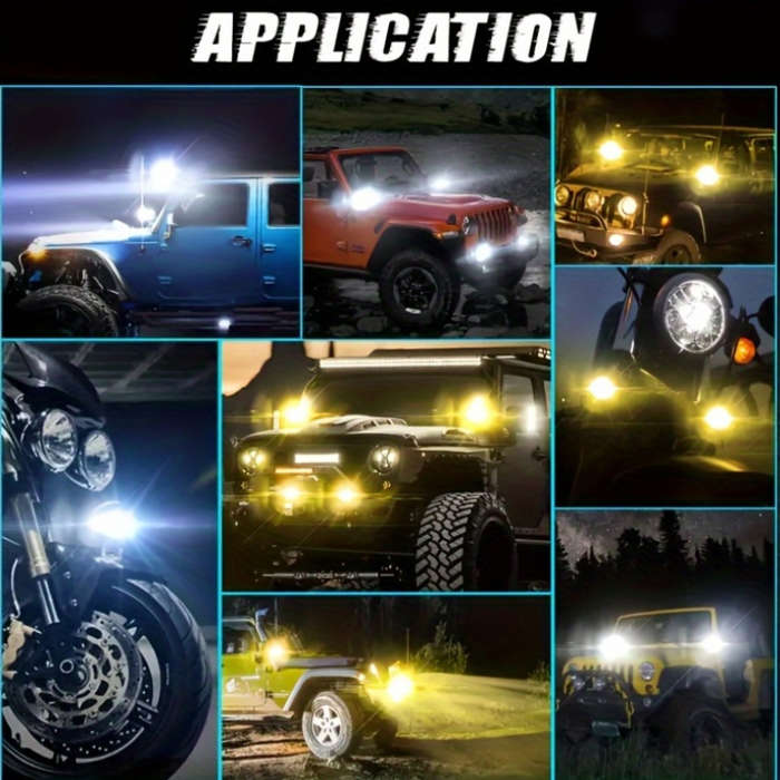 1pc LED Auxiliary Spotlight for Motor Vehicles Dual Color Hi Low Beam 3000+ Lumens