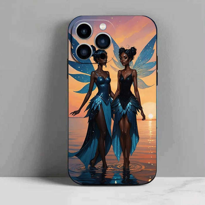 1Pc Black For iPhone 14 Pro African Design Phone Case