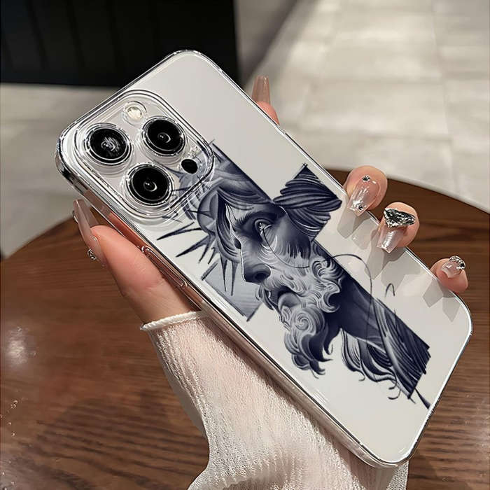 1Pc Transparent For iPhone 14 Plus Matte Crocodile Print Phone Case