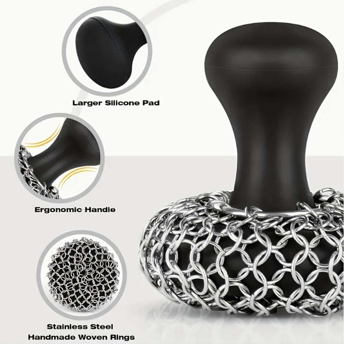 1pc Hard Silicone Stainless Steel Cast Iron Scrubber with Scouring Pad Non-Electric Durable