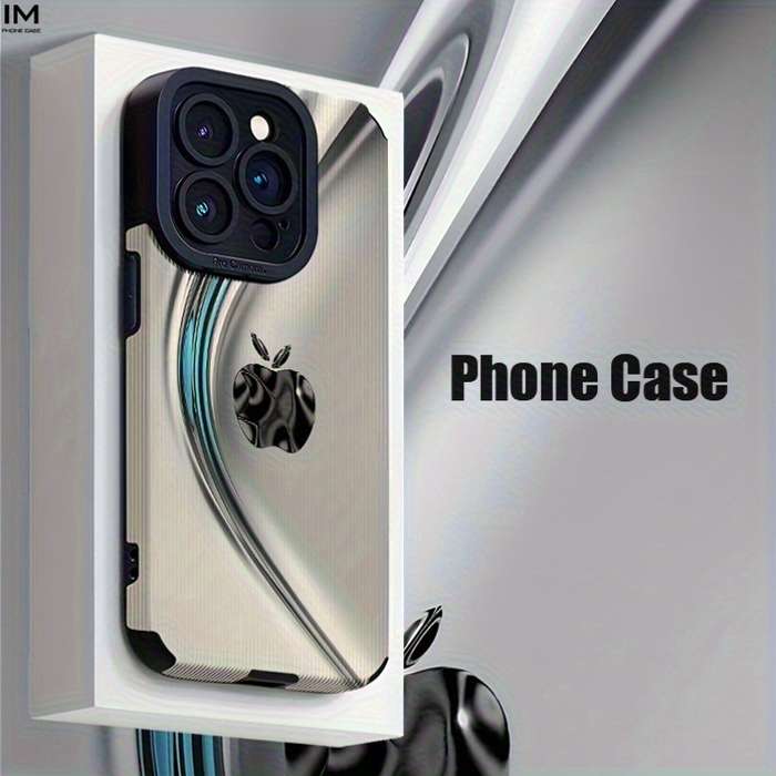 1Pc Black For iPhone 14 Plus Apple Logo Design Phone Case