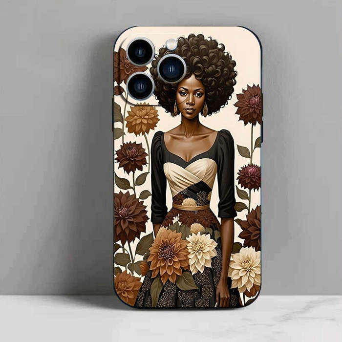1Pc Black For iPhone 15 Plus African Girl Phone Case