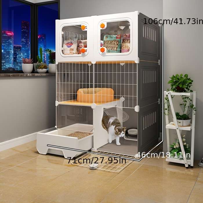Pet Supplies Color Grey Model Two Layers And Two Rows 71 X 46 X 71Cm